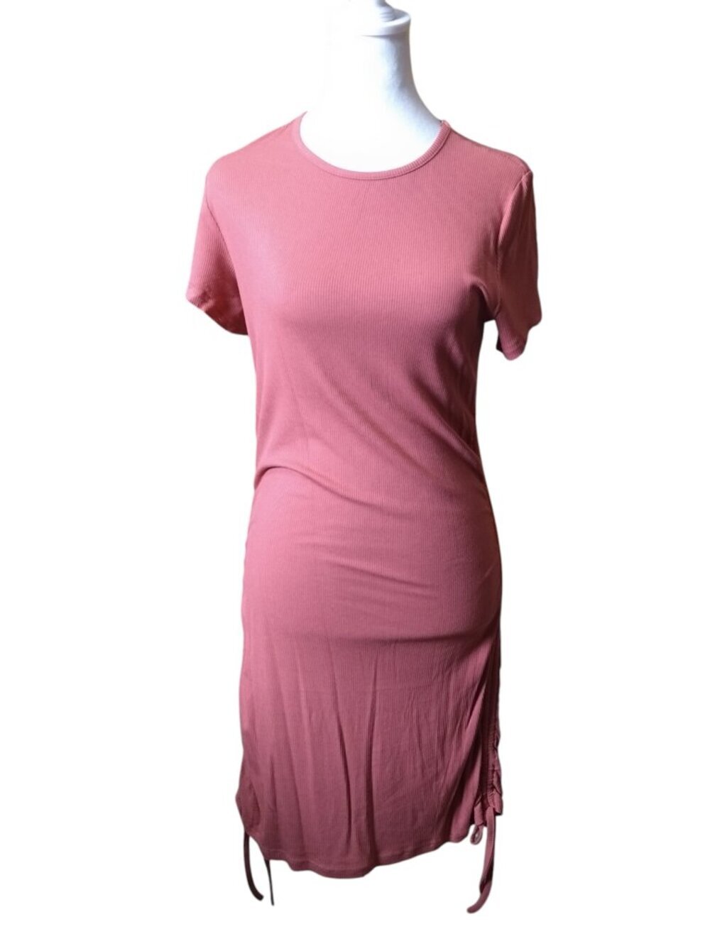 Nenona T-Shirt Dress Size Medium Ruched Drawstring Sides Pullover Casual Lounge